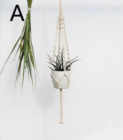 Nordic Handmade Woven Tapestry Hanging Basket Planter | Ceramic 0
