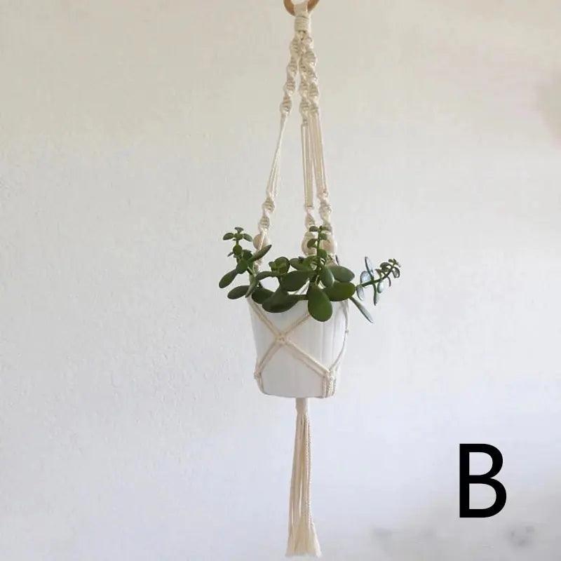 Nordic Handmade Woven Tapestry Hanging Basket Planter | Ceramic 3