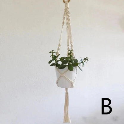 Nordic Handmade Woven Tapestry Hanging Basket Planter | Ceramic 3