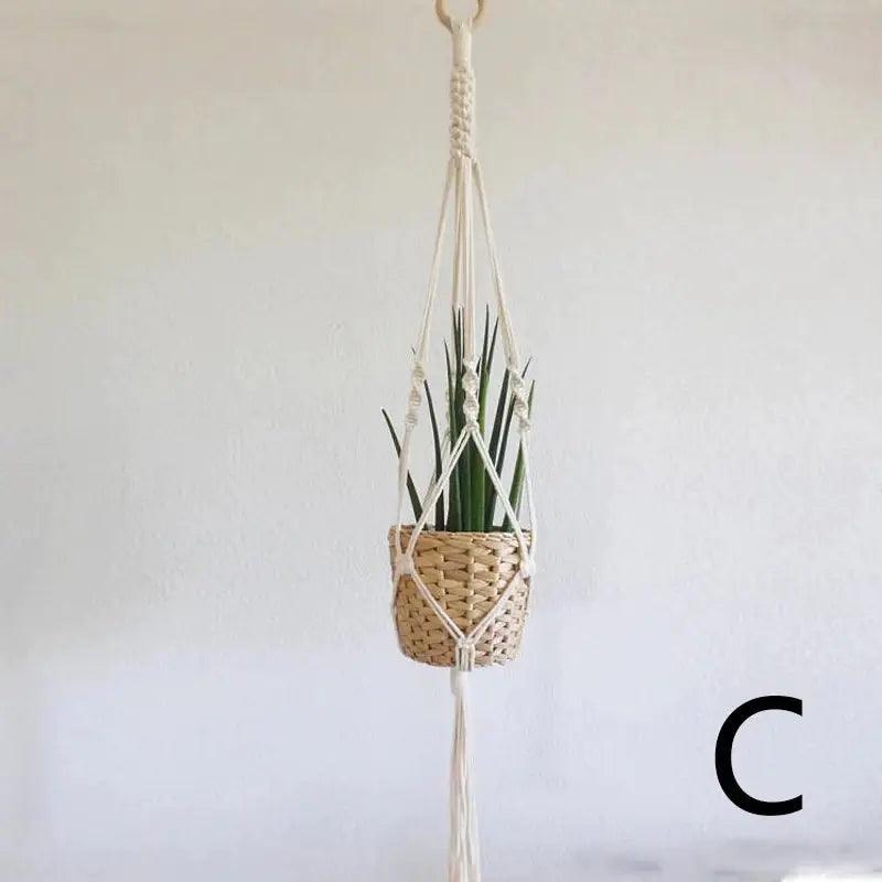 Nordic Handmade Woven Tapestry Hanging Basket Planter | Ceramic 6