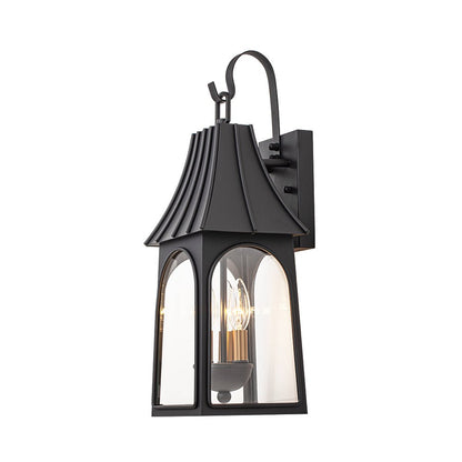 Retro 3-Light Clear Glass House Lantern Outdoor Wall Sconce 2