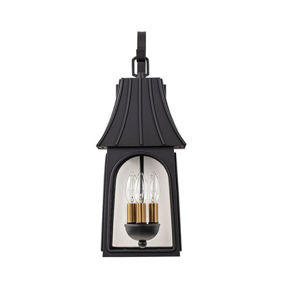Retro 3-Light Clear Glass House Lantern Outdoor Wall Sconce 3