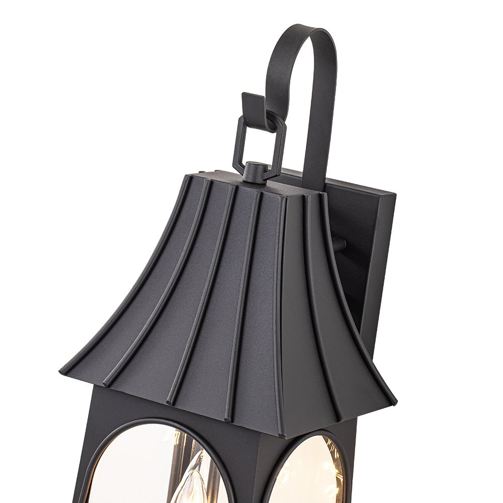 Retro 3-Light Clear Glass House Lantern Outdoor Wall Sconce 6