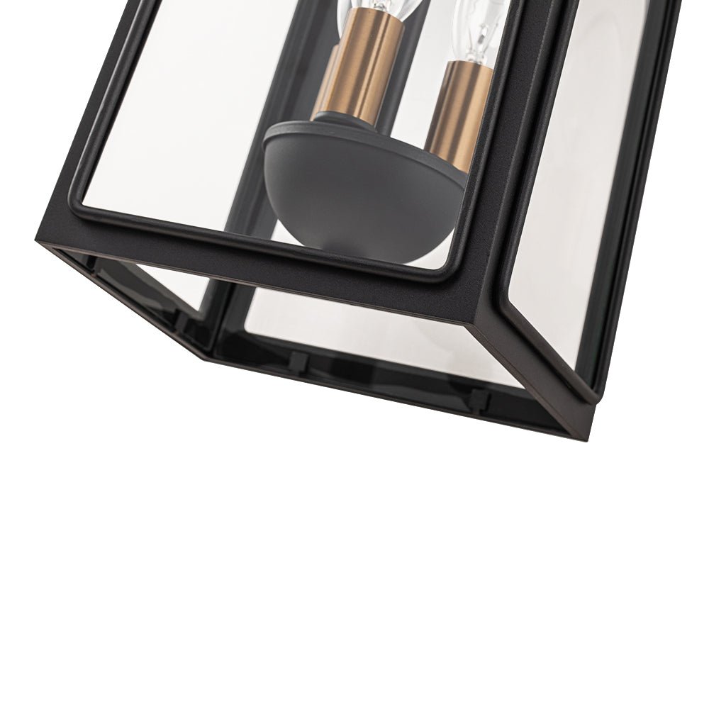 Retro 3-Light Clear Glass House Lantern Outdoor Wall Sconce 8