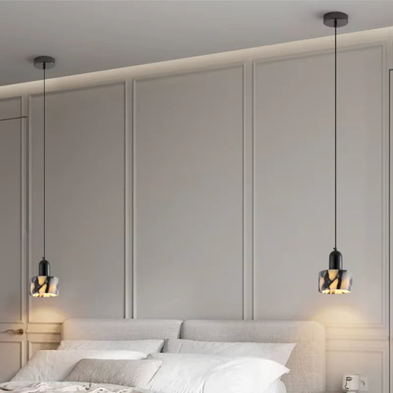 Hanging Lamp with Marble Style Shade 4
