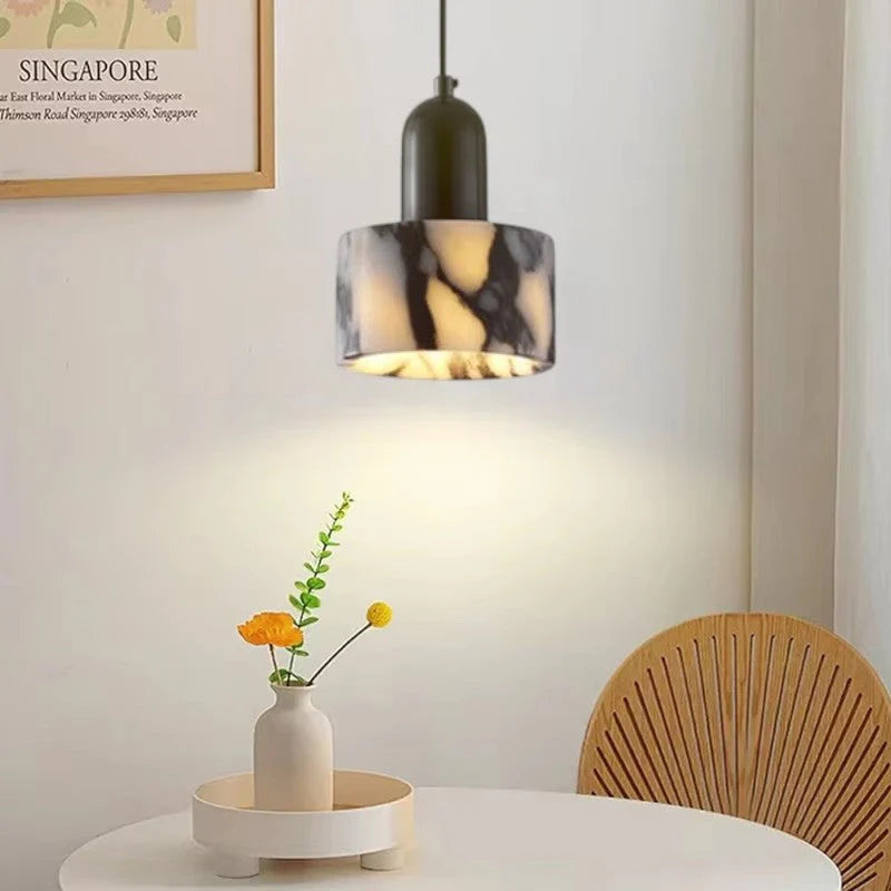 Hanging Lamp with Marble Style Shade 5