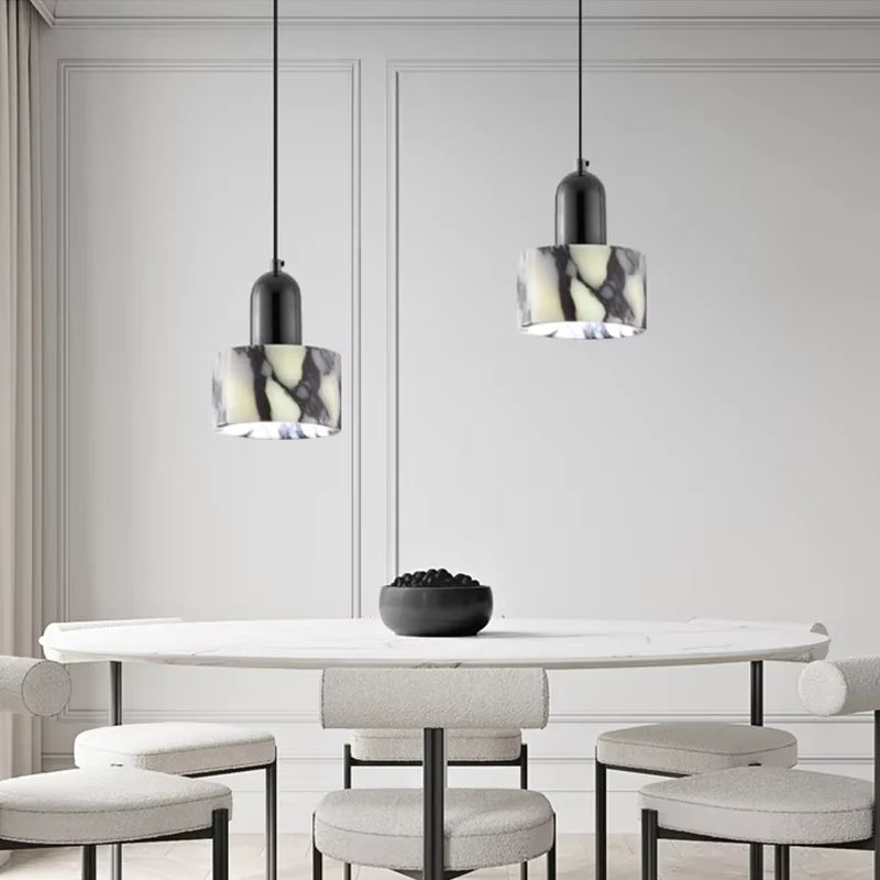 Hanging Lamp with Marble Style Shade 6