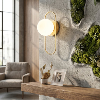 Elara Haus Matte Onyx Pendulum – Opal Glass Orb Sconce
