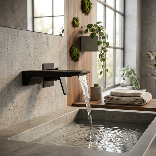 Elara Haus Matte Onyx Slab – Architectural In-Wall Waterfall Blade
