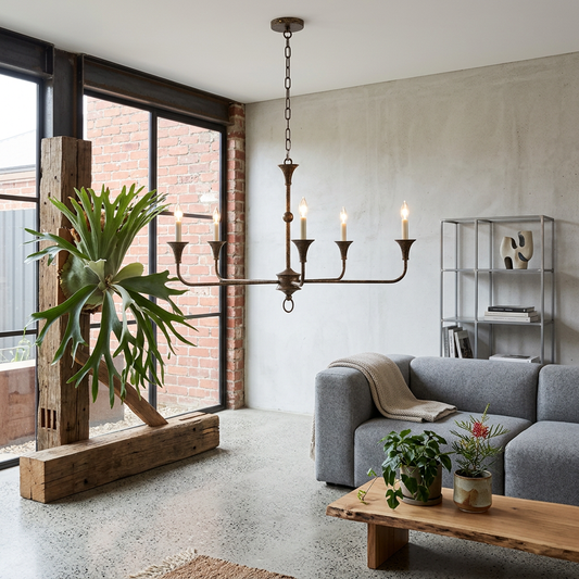 Elara Haus Metal Ringed Stem Pendant Light