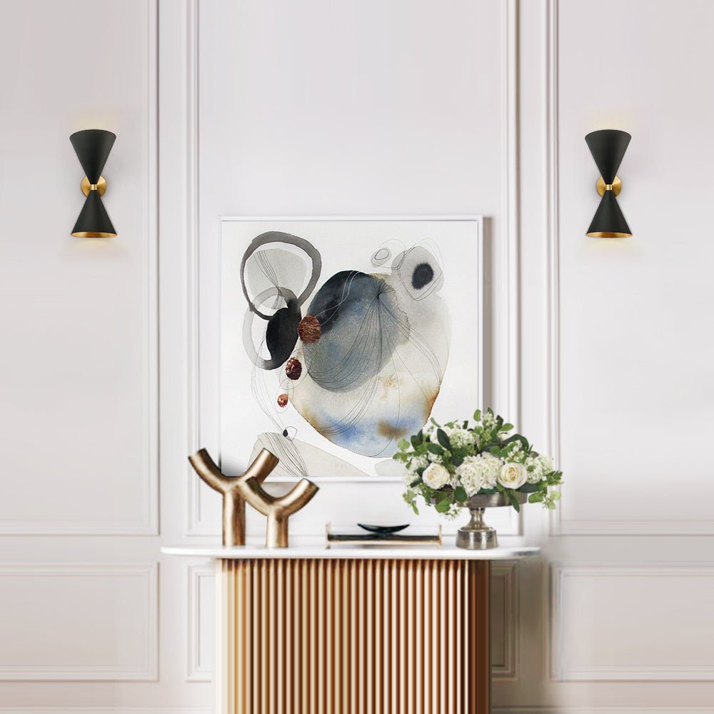 Mid-Century 2-Light Up And Down Double Cone Armed Wall Sconce 0