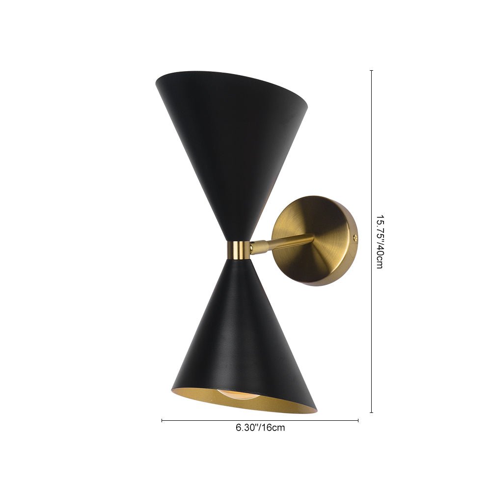 Mid-Century 2-Light Up And Down Double Cone Armed Wall Sconce 2
