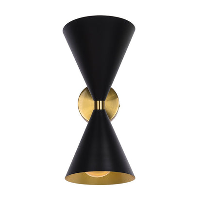 Mid-Century 2-Light Up And Down Double Cone Armed Wall Sconce 3