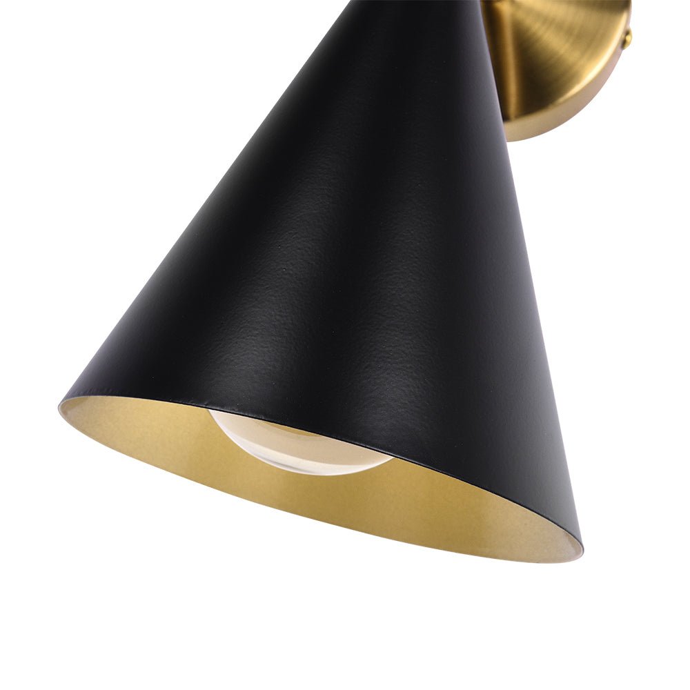 Mid-Century 2-Light Up And Down Double Cone Armed Wall Sconce 4
