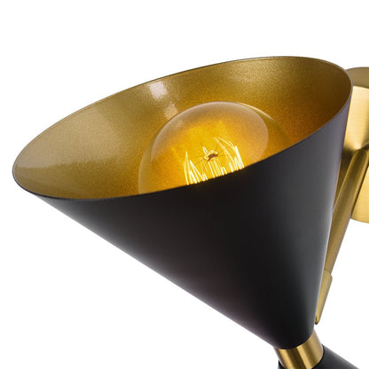 Mid-Century 2-Light Up And Down Double Cone Armed Wall Sconce 5