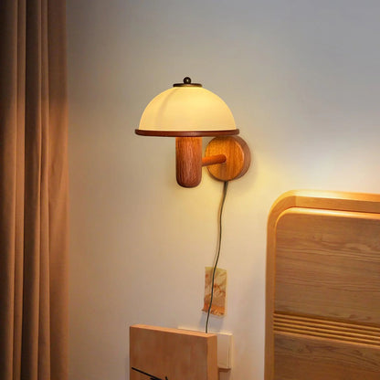 Wall Sconce with Wooden Accents – Bedroom Lamp 1