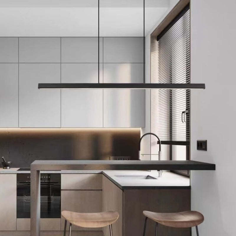Arisha Modern LED Pendant Lamp Metal Black/Brown Linear 12