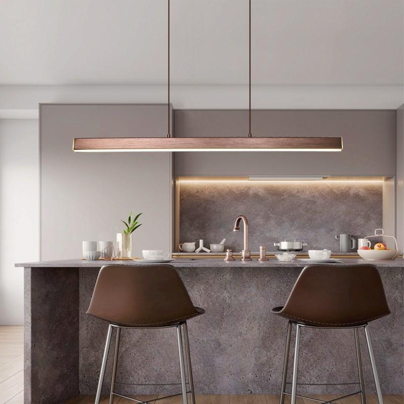 Arisha Modern LED Pendant Lamp Metal Black/Brown Linear 6