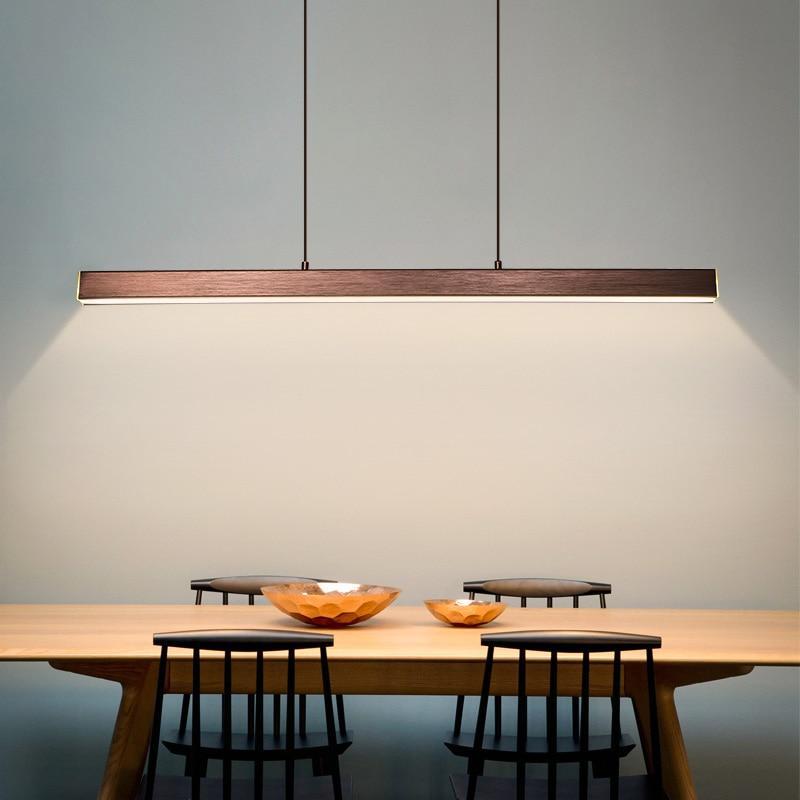Arisha Modern LED Pendant Lamp Metal Black/Brown Linear 7