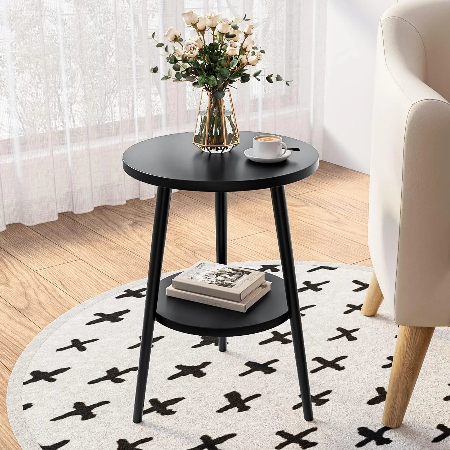 Cirenya - Round Two-Tier Side Table with Modern Design 0