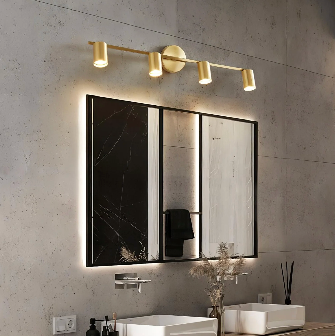 Modern LED ceiling lamp with adjustable spotlights – strip lamp 1/2/3/4 spots 5