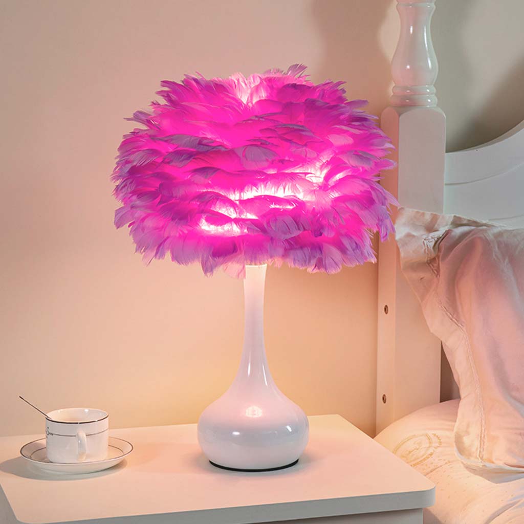 Elegant feather-shaped table lamp for the bed with touch control 5