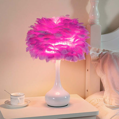 Elegant feather-shaped table lamp for the bed with touch control 5
