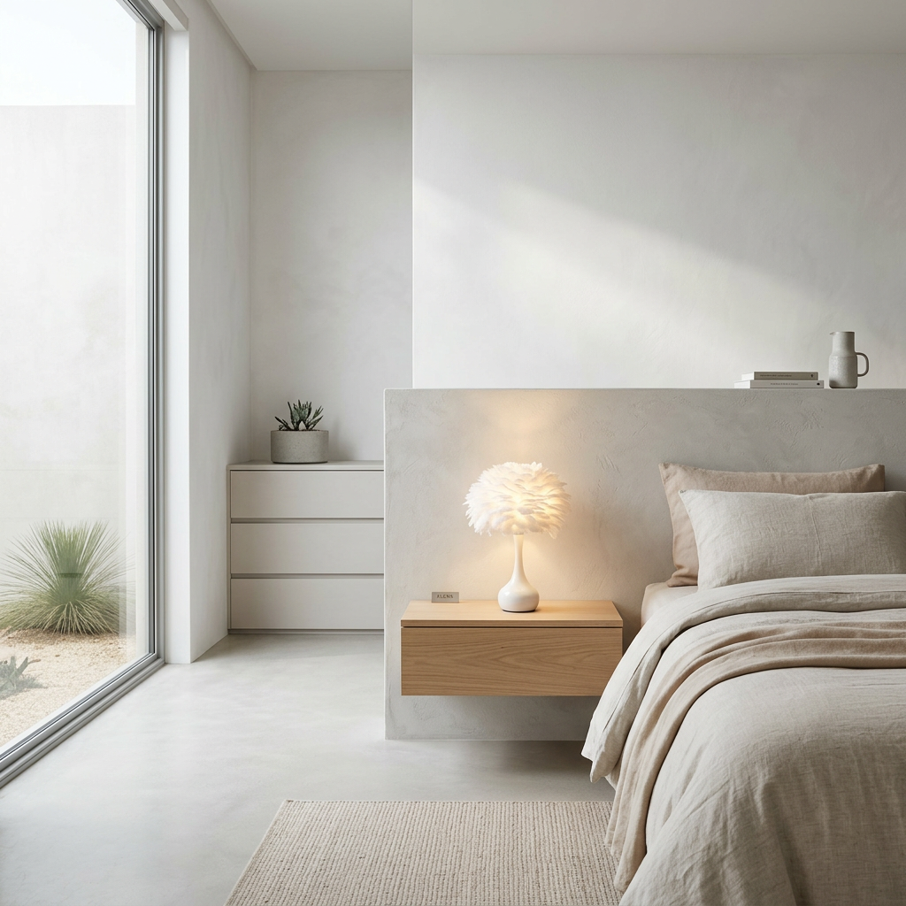 Elara Haus Modern Alabaster Bloom – Minimalist Touch-Sensitive Plume Monolith
