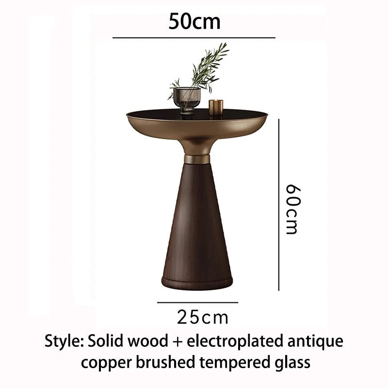 Solvaynne - Nordic Round Wooden Coffee Table Luxury Design 0
