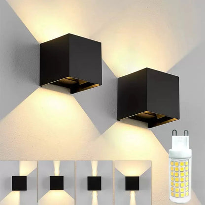 Modern LED cube-shaped wall lamp – two-way wall lighting 2