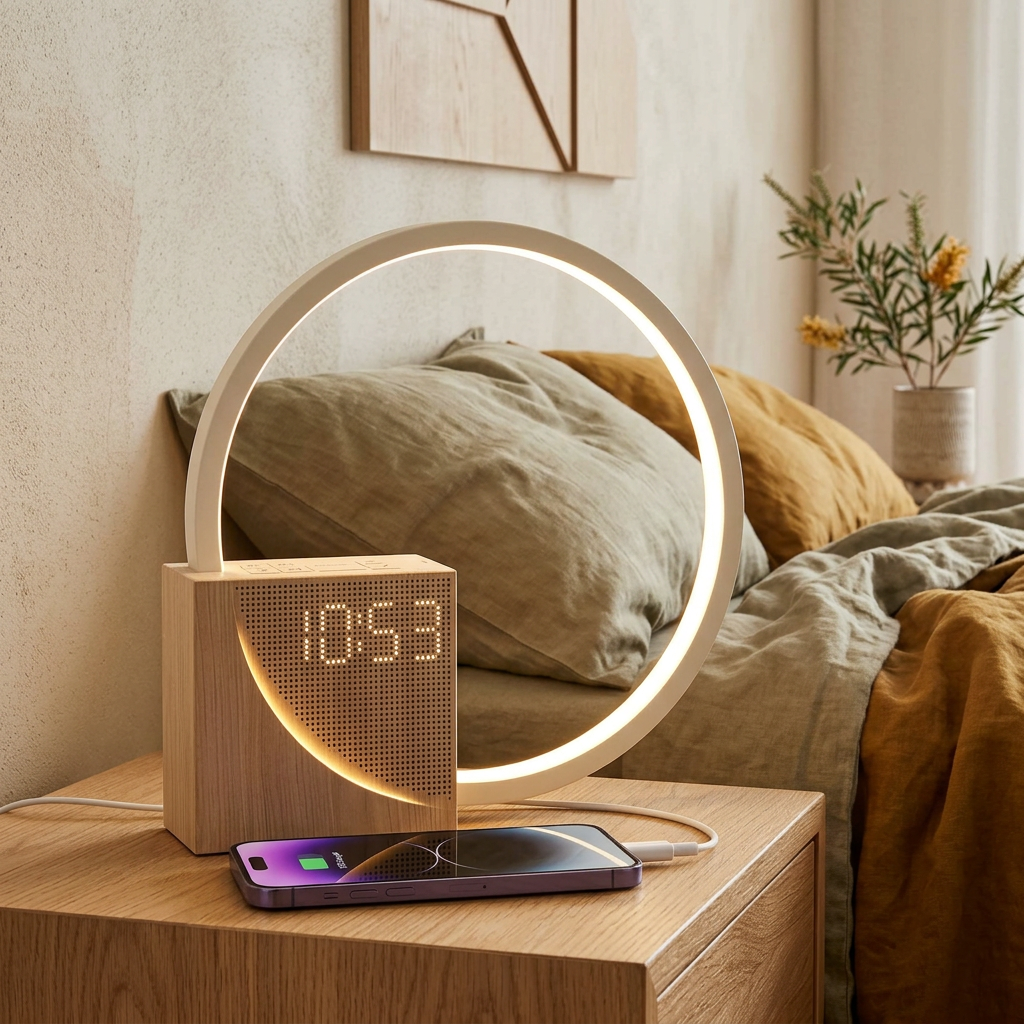 Elara Haus Modern Arid Circadian – Minimalist Timber-Relief Wake-Up Luminary