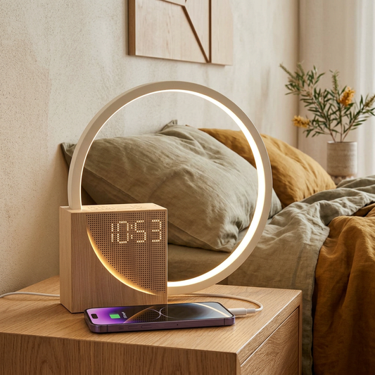 Elara Haus Modern Arid Circadian – Minimalist Timber-Relief Wake-Up Luminary