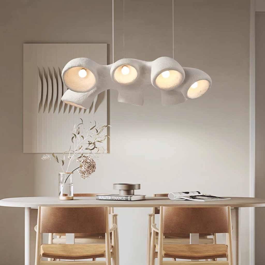 Pendant chandelier, unique Wabi-sabi irregular white, 3/7 heads 2