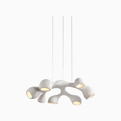 Pendant chandelier, unique Wabi-sabi irregular white, 3/7 heads 5