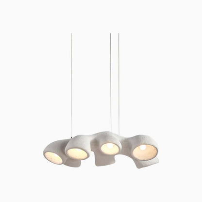 Pendant chandelier, unique Wabi-sabi irregular white, 3/7 heads 6