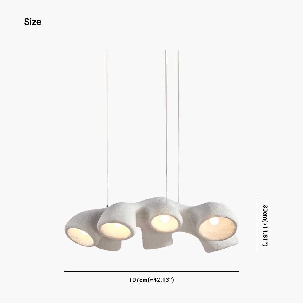 Pendant chandelier, unique Wabi-sabi irregular white, 3/7 heads 7