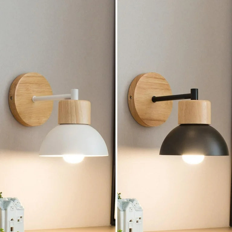 Nordic Wood Iron Shade Japandi Wall Light 8
