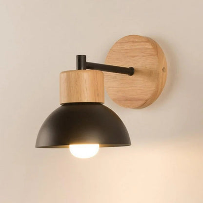 Nordic Wood Iron Shade Japandi Wall Light 2