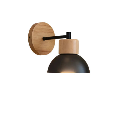 Nordic Wood Iron Shade Japandi Wall Light 0