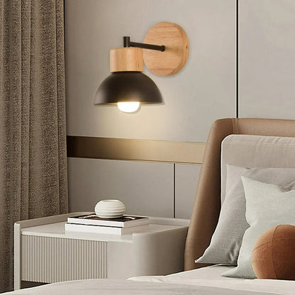 Nordic Wood Iron Shade Japandi Wall Light 5