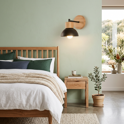 Elara Haus Modern Arid Cupola – Minimalist Cantilevered Wood Wall Light