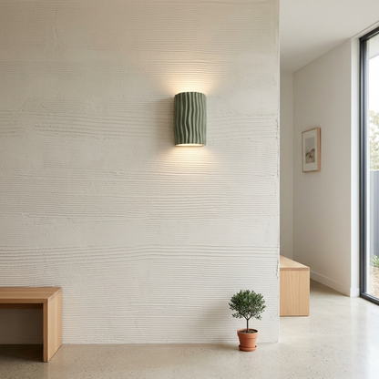 Elara Haus Modern Arid Furrow – Minimalist Raked-Texture Wall Sconce
