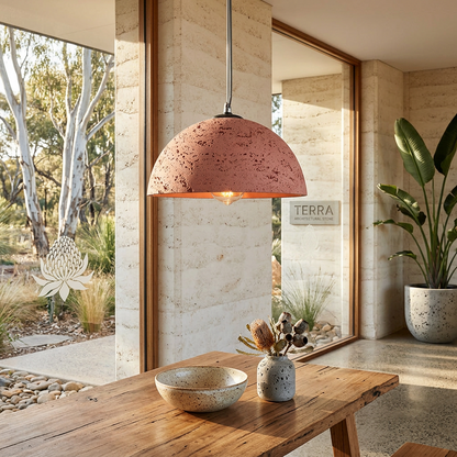 Elara Haus Modern Arid Lunar – Minimalist Stone-Textured Pitted Dome Light