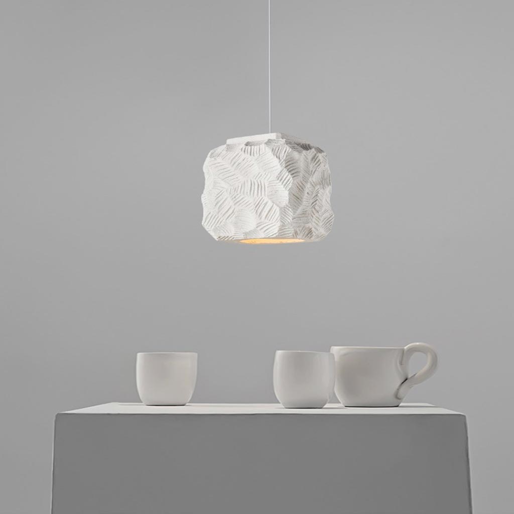Pendant lamp Japanese Wabi-Sabi geometry cubes, white 2