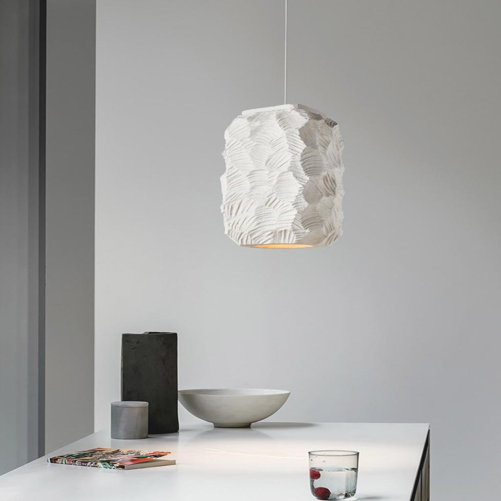 Pendant lamp Japanese Wabi-Sabi geometry cubes, white 3