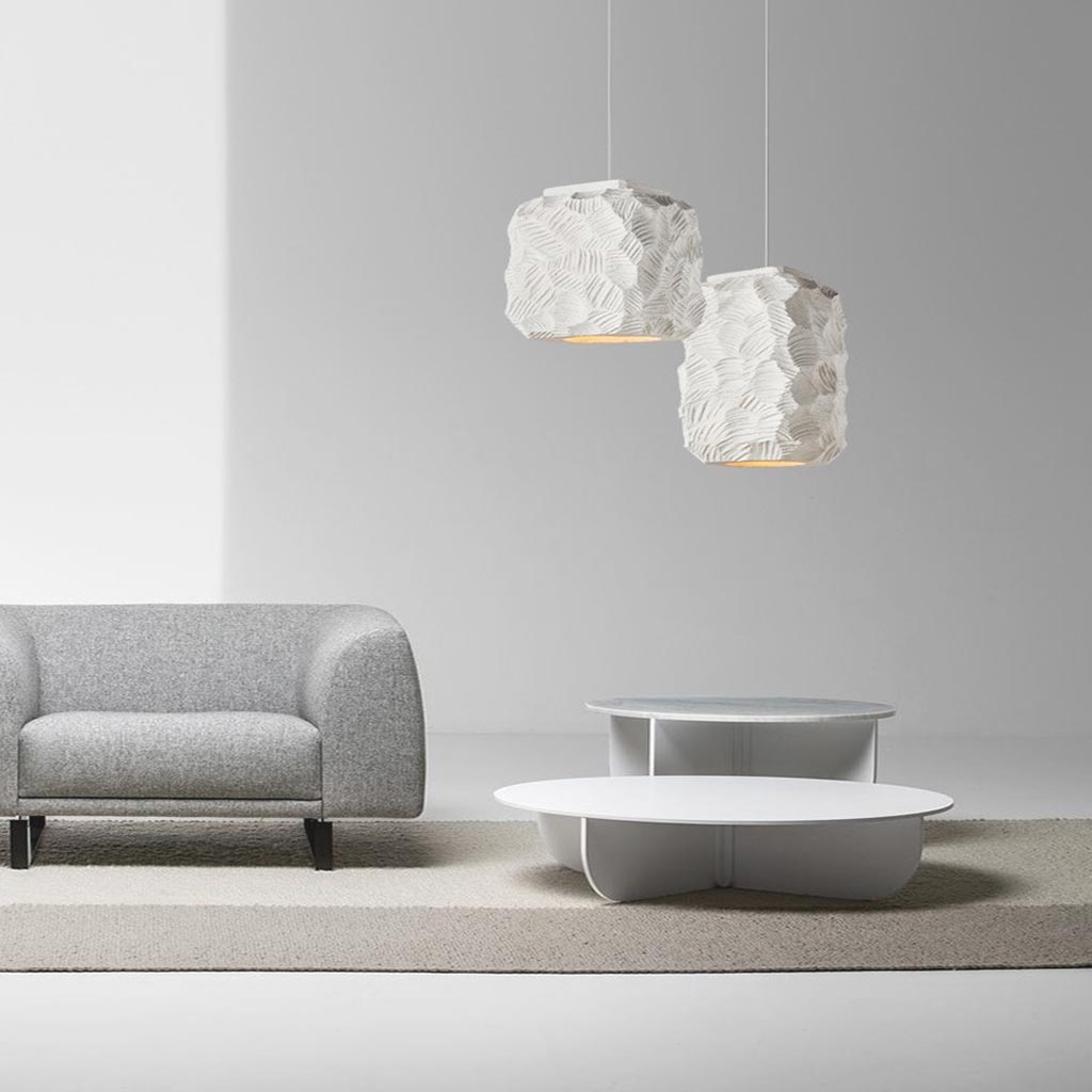 Pendant lamp Japanese Wabi-Sabi geometry cubes, white 4