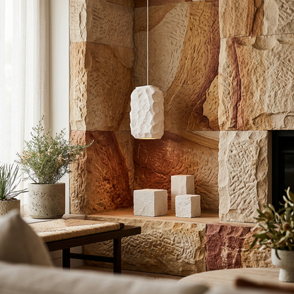 Elara Haus Modern Arid Monolith – Minimalist Chiseled-Textured Cube Light