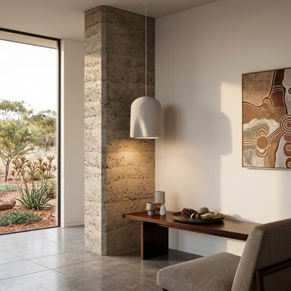 Elara Haus Modern Arid Pylon – Minimalist Stone-Textured Vertical Light