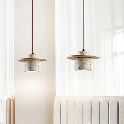 Japanese Style Vintage Travertine Pendant Light 3