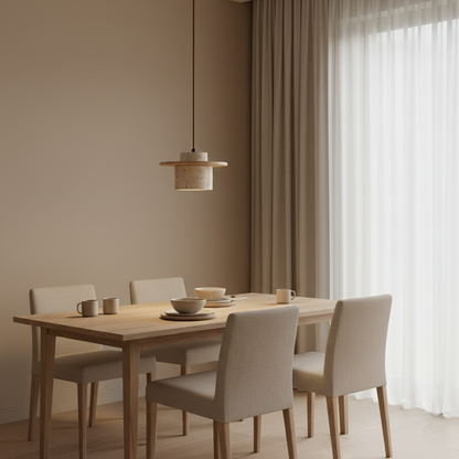 Japanese Style Vintage Travertine Pendant Light 4